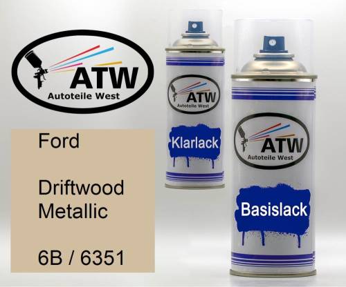 Ford, Driftwood Metallic, 6B / 6351: 400ml Sprühdose + 400ml Klarlack - Set, von ATW Autoteile West.